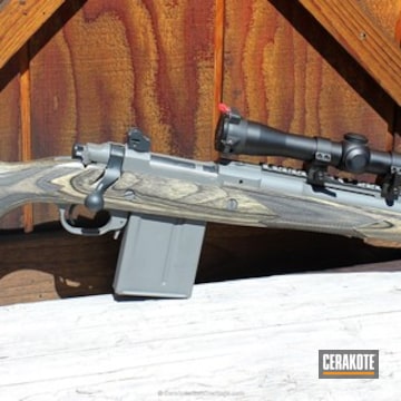 Cerakoted Ruger Scout Rifle Coated In E-160 Concrete And E-110 Midnight