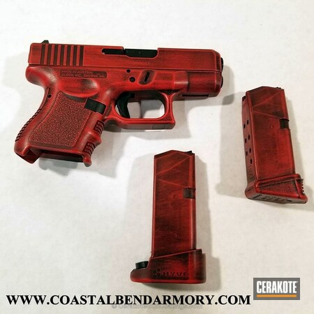 Powder Coating: 9mm,Graphite Black H-146,Glock,Glock 26,Pistol,USMC Red H-167,Battleworn,Deadpool