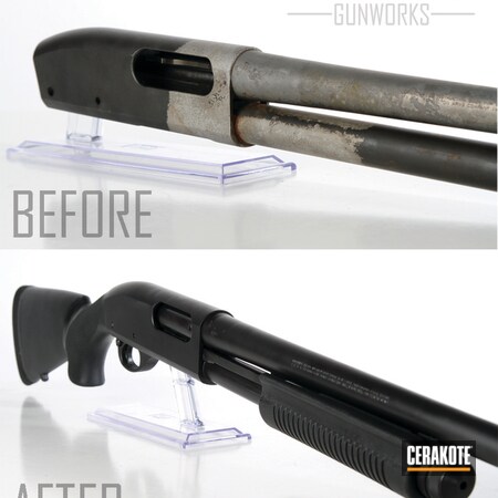 Powder Coating: Graphite Black H-146,12 Gauge,Shotgun,Pump-action Shotgun,Remington 870,Remington,Restoration