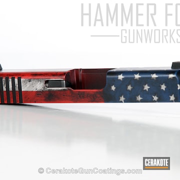 Cerakoted Glock Slide Coated In A Distressed American Flag Finish