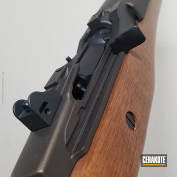 Cerakoted Ruger Mini-14 Rifle Coated In H-146 Graphite Black And H-294 Midnight Bronze