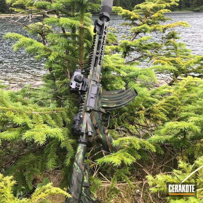 Cerakoted Ak Rifle Coated In A Jungle Camo Finish