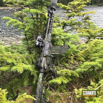 Cerakoted Ak Rifle Coated In A Jungle Camo Finish