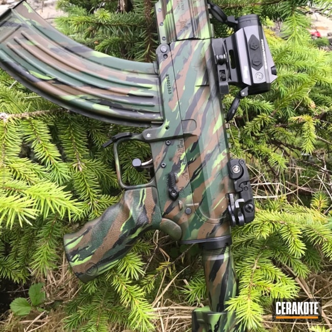 Cerakoted: Palmetto State Armory,KAK Blade,Jungle Camo,Zombie Green H-168,MICRO SLICK DRY FILM LUBRICANT COATING (AIR CURE) C-110,Jesse James Eastern Front Green H-400,Faxon Firearms,AK Rifle,AR-15