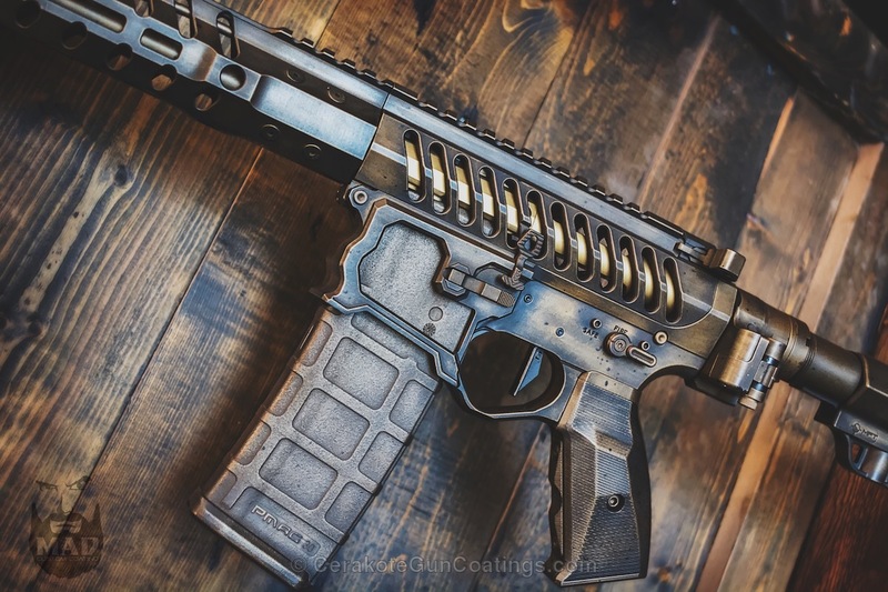 F1 Firearms AR-15 Rifle coated in a Distressed Black and Bronze ...