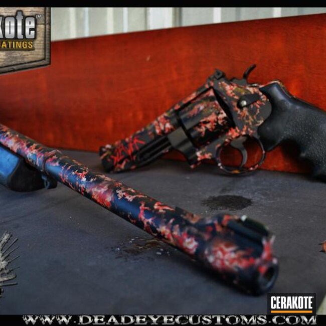 Cerakoted: Custom Mix,Rifle,FIREHOUSE RED H-216,Custom,Custom Design,Graphite Black H-146,Revolver,Crimson H-221,Desert Gold: H-246,Matte Brown H-7504M,Matching Set