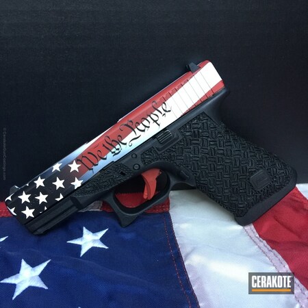 Powder Coating: Glock,Snow White H-136,Gloss Black H-109,Pistol,American Flag,FIREHOUSE RED H-216,Stippled