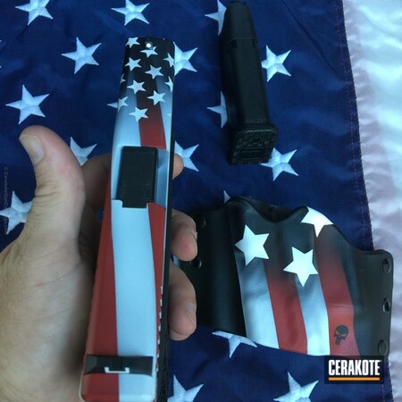 Powder Coating: Glock,Snow White H-136,Gloss Black H-109,Pistol,American Flag,FIREHOUSE RED H-216,Stippled