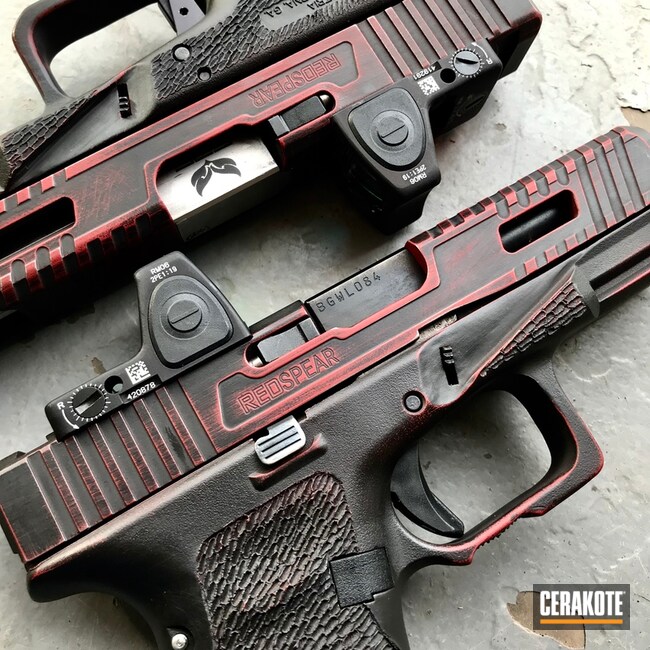 Cerakoted: Custom Milling,FIREHOUSE RED H-216,Battleworn,Graphite Black H-146,Glock 34,Distressed,Stippled,Glock,RMR Optic,Glock 19X