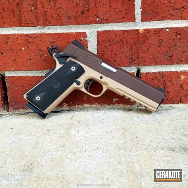 Cerakoted: Coyote Tan H-235,Tactical,Graphite Black H-146,Two Tone,Pistol,1911,Chocolate Brown H-258