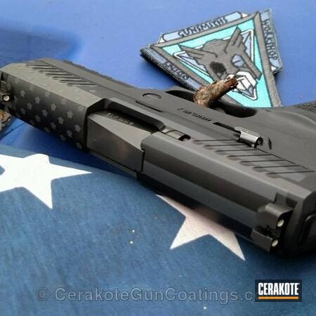 Powder Coating: 9mm,Sig Sauer,Sig Sauer P320,Sig P320,Pistol,Armor Black H-190,Sniper Grey H-234,P320,US Flag,American Flag