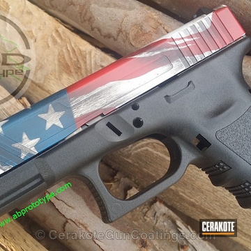 Cerakoted Cerakoted Battleworn American Flag On This Glock 19 Slide