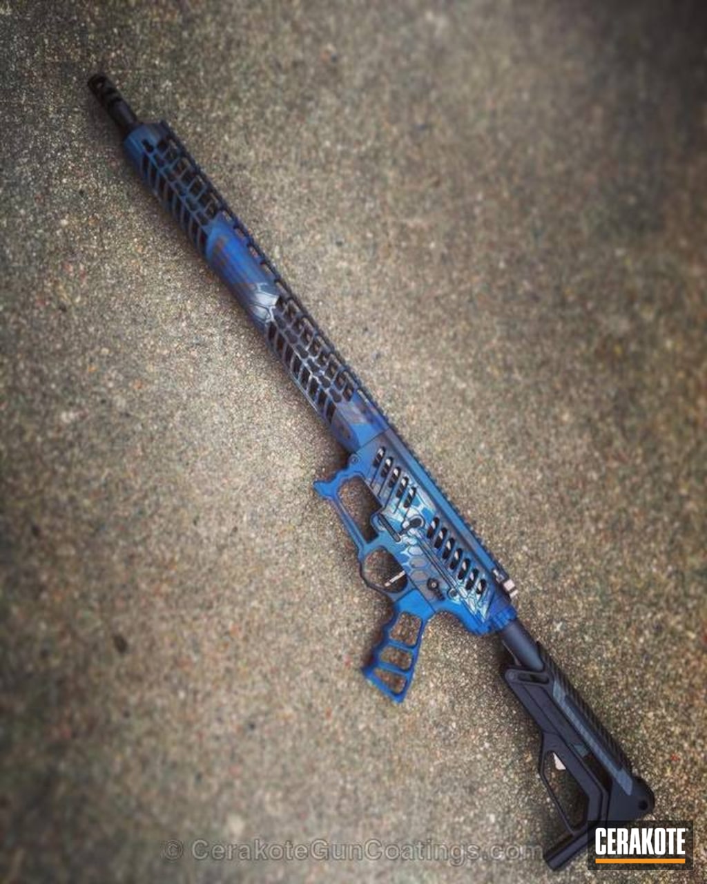 Skeletonized Tactical Rifle Cerakoted In A Kryptek Blue Finish By Tristan Schwartz Cerakote