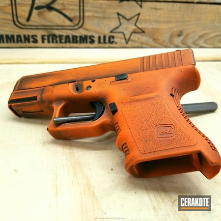 Powder Coating: Hunter Orange H-128,Graphite Black H-146,Glock,Distressed,Pistol,Battleworn