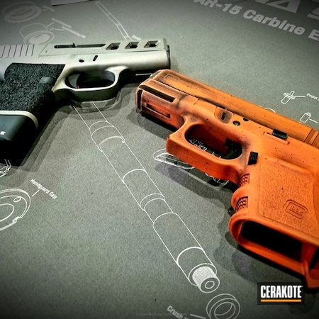Powder Coating: Hunter Orange H-128,Graphite Black H-146,Glock,Distressed,Pistol,Battleworn
