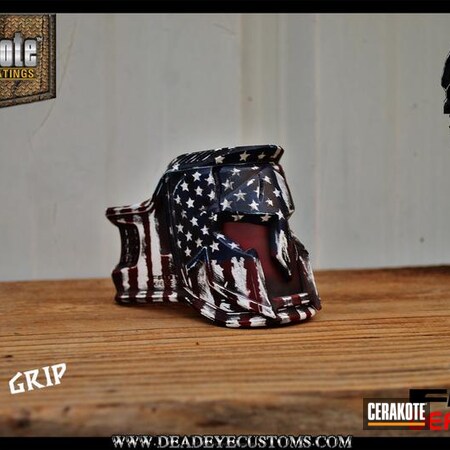 Powder Coating: Graphite Black H-146,NRA Blue H-171,Mojo Magwell Grip,FIREHOUSE RED H-216,Distressed American Flag
