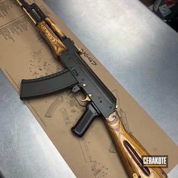 Cerakoted Ak-47 Rifle Cerakoted In H-122 Gold And H-298 Plum Brown