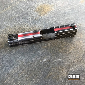 Cerakoted Glock Slide In A American Flag And Thin Red Line Cerakote Finish