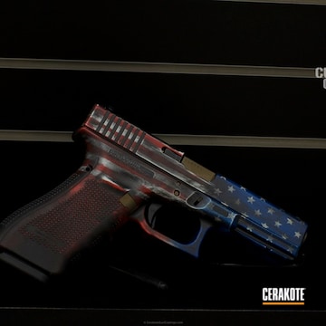 Cerakoted Glock 22 Handgun Cerakoted In A Dual American And Texas Flag Finish