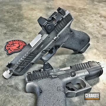 Cerakoted Custom Glock Handguns Cerakoted In H-146 Graphite Black And H-214 Smith & Wesson Grey