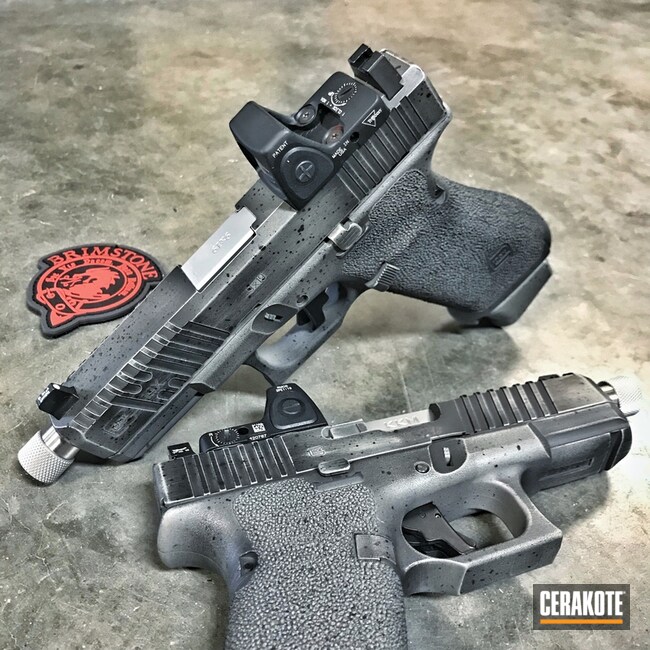 Cerakoted: Graphite Black H-146,Pistol,Glock,Machined Slide,Bull Shark Grey H-214,Tijicon RMR,KKM Precision,Glock 19X
