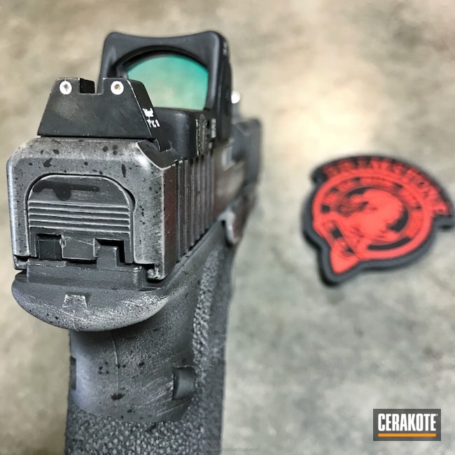 Cerakoted: Graphite Black H-146,Pistol,Glock,Machined Slide,Bull Shark Grey H-214,Tijicon RMR,KKM Precision,Glock 19X