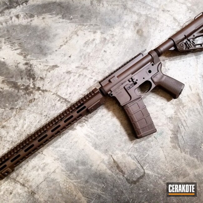 AR-15 Rifle coated in H-258 Chocolate Brown by ARMISTEAD COLEMAN | Cerakote