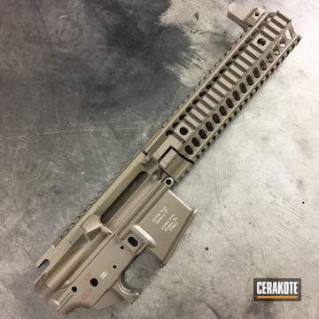 Cerakoted Ar-15 Upper, Lower And Handguard Coated In H-267 Featuring H-167 And H-297 Color-fill