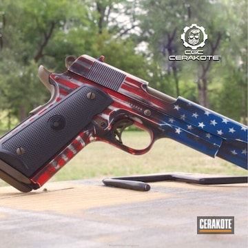 Cerakoted Para 1911 Handgun In An American Flag Cerakote Finish