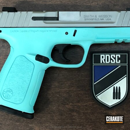 Powder Coating: Smith & Wesson,Two Tone,Pistol,Robin's Egg Blue H-175