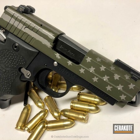 Powder Coating: Mil Spec O.D. Green H-240,1911,Sig Sauer,Pistol,Gun Metal Grey H-219,Patriotic,American Flag