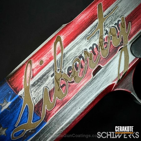 Powder Coating: Bright White H-140,Graphite Black H-146,NRA Blue H-171,Pistol,Remington,Liberty,American Flag,FIREHOUSE RED H-216,Distressed American Flag
