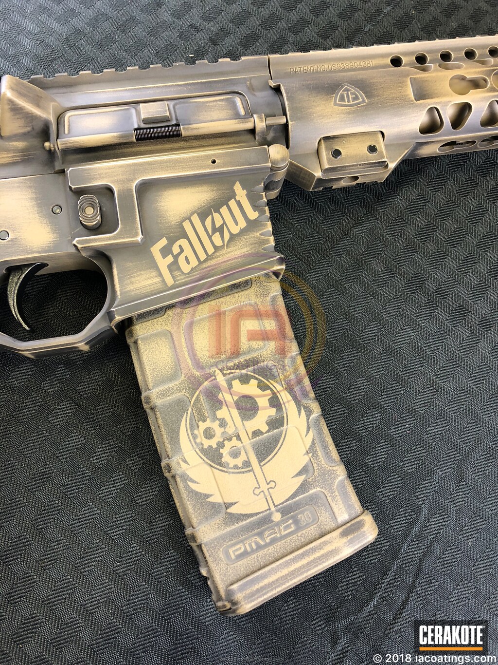 Black Rain Ordnance coated in Cerakote H-146 and H-269 by TRACEY