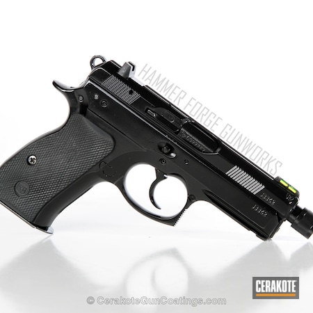 Powder Coating: 9mm,Graphite Black H-146,CZ 75 Compact,Handguns,CZ 75,Pistol,CZ,HIGH GLOSS ARMOR CLEAR H-300
