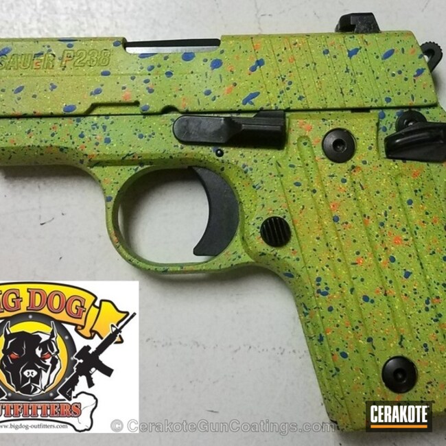 Cerakoted Sig Sauer P238 Handgun In Green Base And Speckled Finish