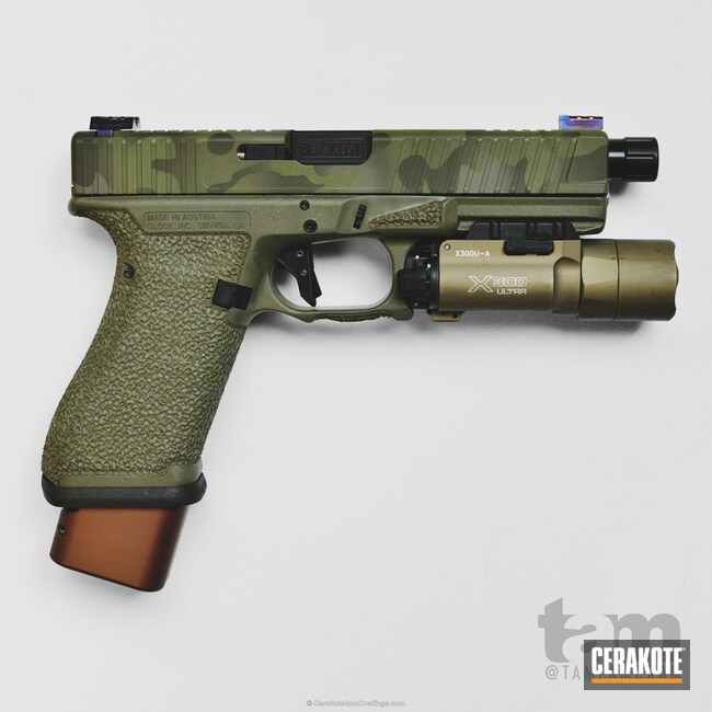 Cerakoted Glock Handgun In A Cerakote Multicam Finsih