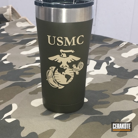 Powder Coating: USMC,Custom Tumbler Cup,DESERT SAND H-199,MAGPUL® O.D. GREEN H-232,More Than Guns