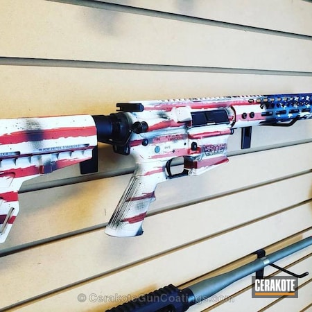 Powder Coating: Bright White H-140,msr,NRA Blue H-171,American Flag,FIREHOUSE RED H-216,AR-15,Distressed American Flag