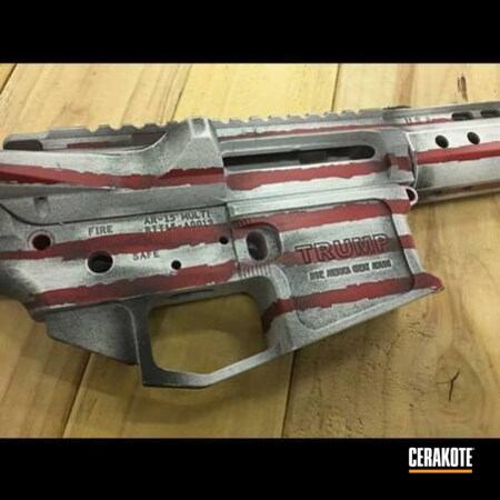 Powder Coating: Bright White H-140,NRA Blue H-171,American Flag,FIREHOUSE RED H-216,AR-15,Gun Parts,Distressed American Flag