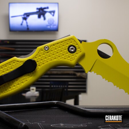 Powder Coating: Spyderco,Electric Yellow H-166,Dive Knife,Knife Blade,Solid Tone,More Than Guns,Folding Knife