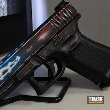 Cerakoted Custom Glock 19 Handgun Coated In An American Flag Themed Cerakote Finish