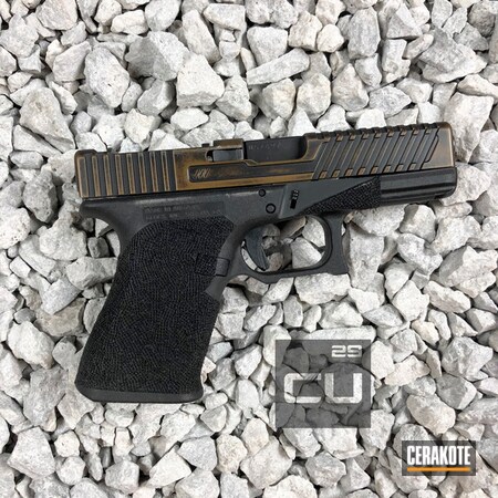 Powder Coating: Slide,Glock,Distressed,Pistol,Burnt Bronze H-148,Stippled