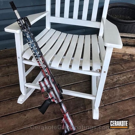 Powder Coating: Bright White H-140,Distressed,Palmetto State Armory,American Flag Theme,Tactical Rifle,American Flag,FIREHOUSE RED H-216,AR-15,Sky Blue H-169,Distressed American Flag