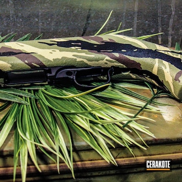Cerakoted Vietnam Tiger Stripe Camo On An M1 Carbine Stock