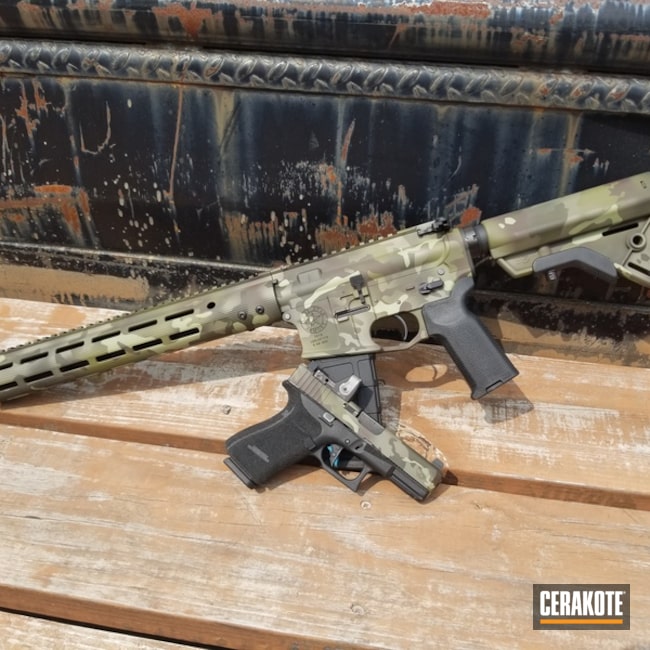 Cerakoted Matching Multicam Glock 19 And Tactical Rifle