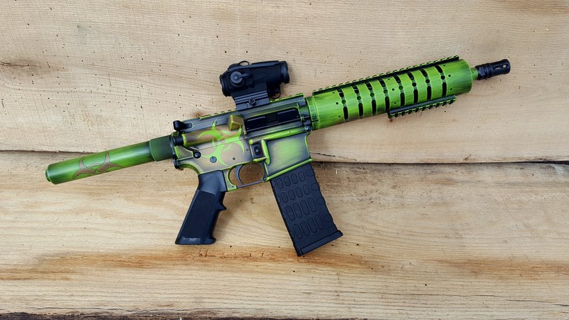 Biohazard Ar Distressed Biohazard Themed AR Pistol by WEB USER | Cerakote