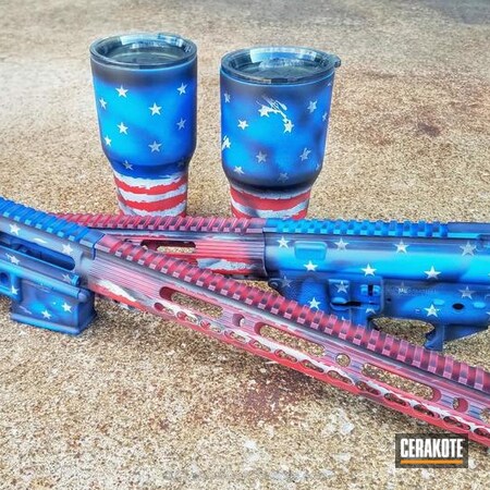 Powder Coating: Matching Set,NRA Blue H-171,Custom Tumbler Cup,Stormtrooper White H-297,USA,Tactical Rifle,American Flag,Merica,FIREHOUSE RED H-216