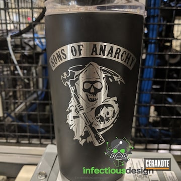 Cerakoted Sons Of Anarchy Themed Tumbler Cup Coated In Cerakote Graphite Black