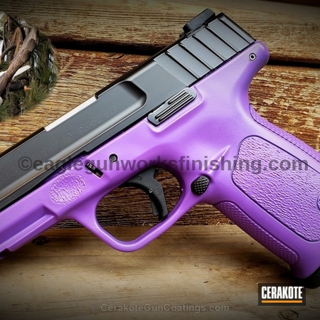 Powder Coating: Graphite Black H-146,Smith & Wesson,Two Tone,Pistol,Smith & Wesson 40,Bright Purple H-217