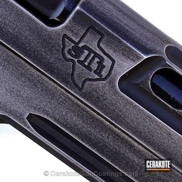 Cerakoted Cerakote Graphite Black And Tactical Grey On This Sti 1911 Handgun